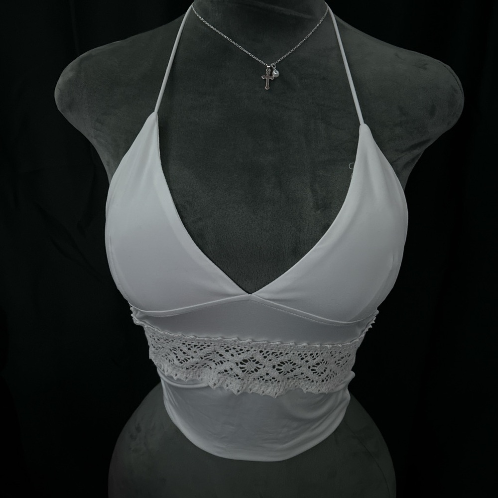 white y2k halter top